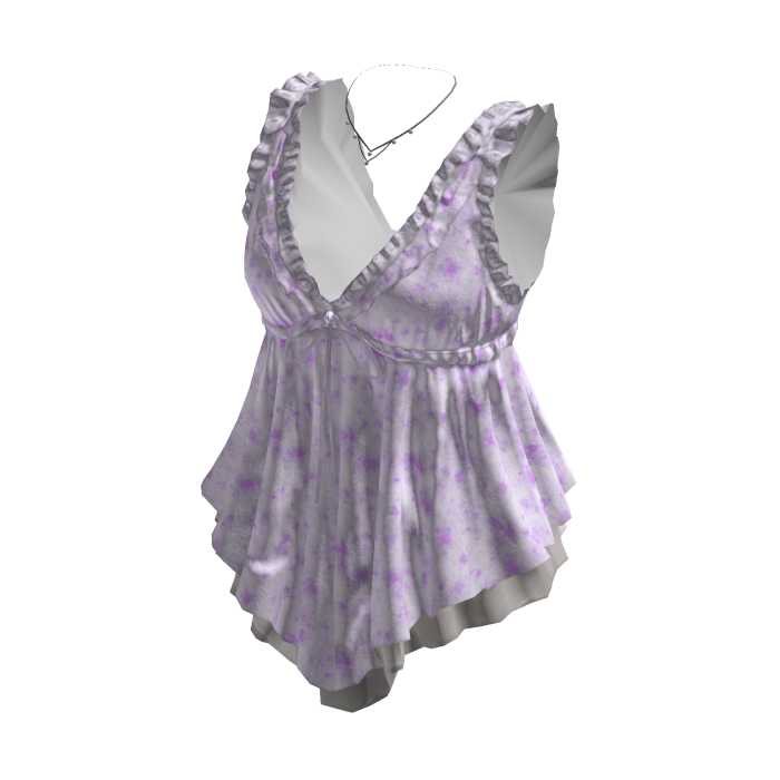Coquette Floral Babydoll Top w/ Necklace (Purple)