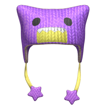 Scene Harajuku Knitted Domo Hat Purple Yellow