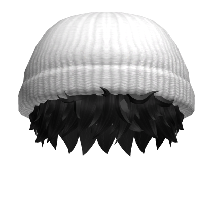 Black Messy Boy Hair / White Beanie Roblox item