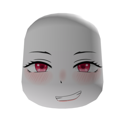 Smile Cute Anime Girl Face Red Eyes - White Roblox item