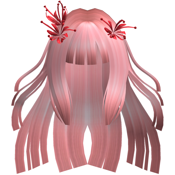 Light Pink Long Windy Hime Hair w/ Spider Lily