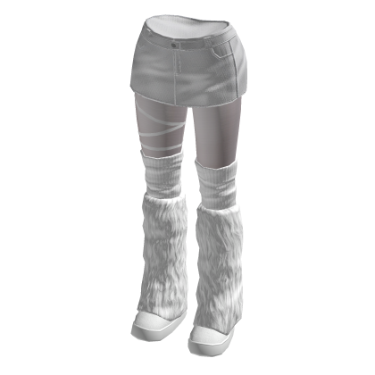 🍀White Denim Skirt w Snow Boots thumbnail