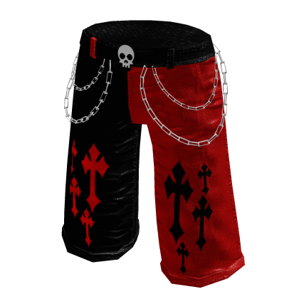 Emo goth cross shorts in black & red thumbnail