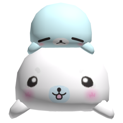 ♡ ꒰ blue silly stacked chubby seals on head ꒱ ♡