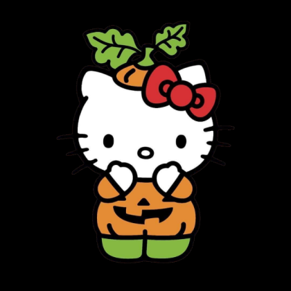 Hello Kitty Pumpkin (black background) Roblox decal