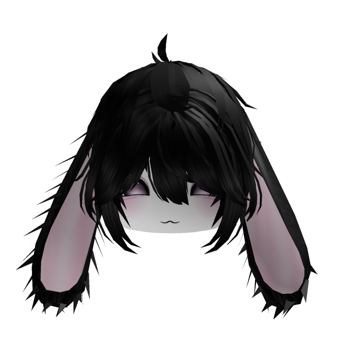 CHEAP vkei girl face w black hair w cute bunny ear