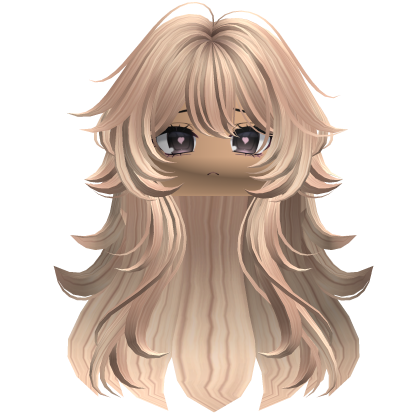 Super Fluffy Wavy Anime Hair w/ Face (Blonde) Roblox item