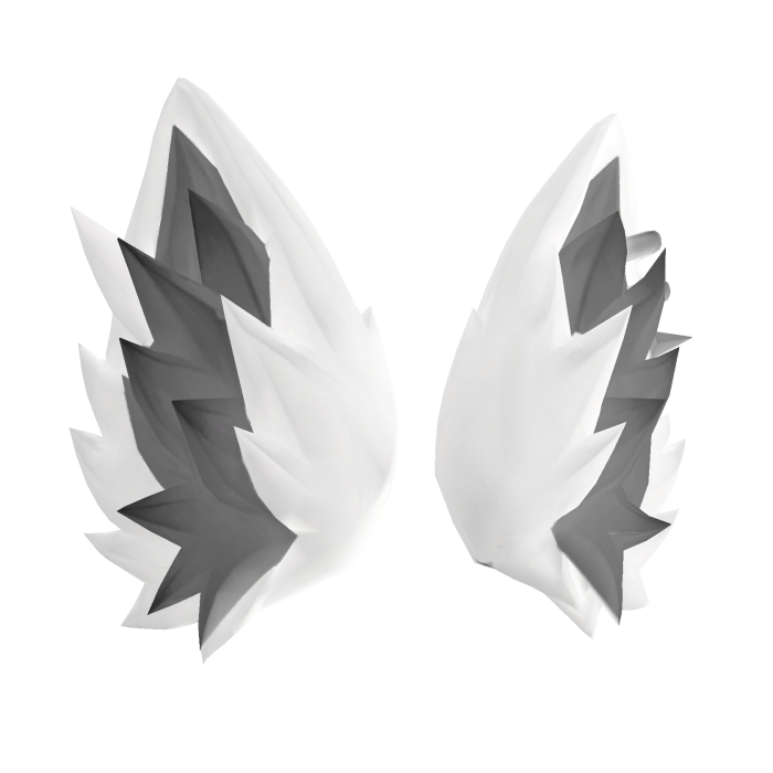 shiny white & grey big furry pierced animal ears