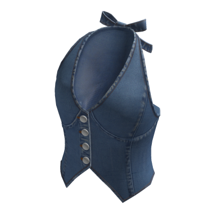Denim Halter Neck Back Tie