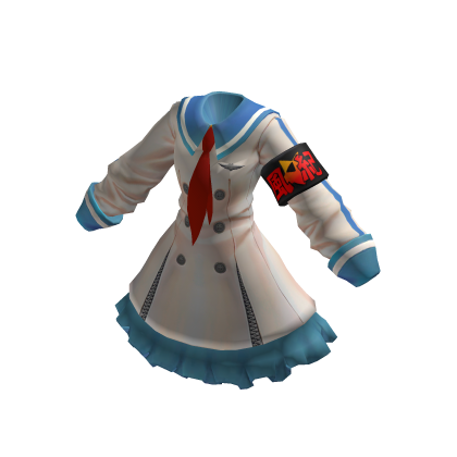 ✨Anime 風紀委員長 Coat Dress Costume-Blue&White thumbnail