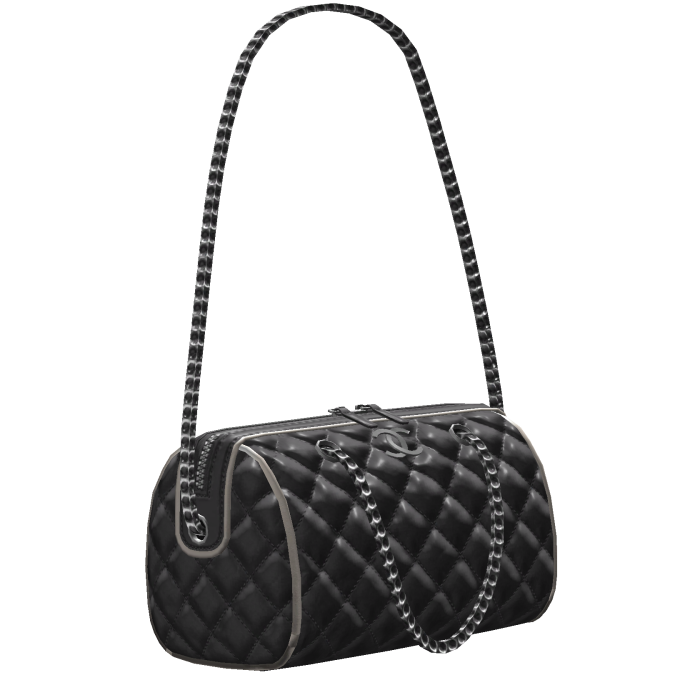 Designer Charcoal Silver Quilted Bowling Bag