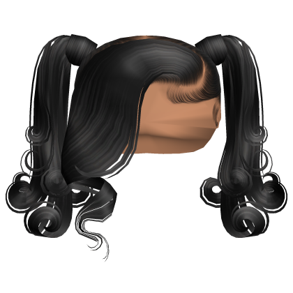 ☆ | Black Swirly Pigtails W Side Bang