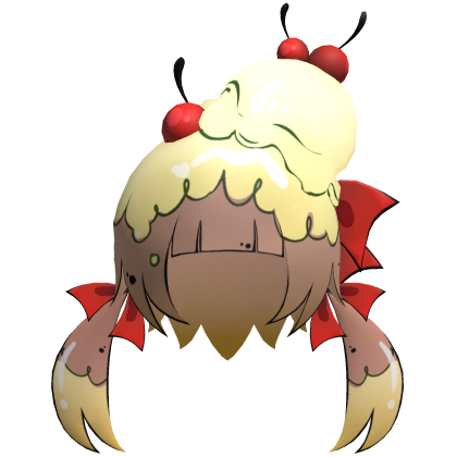 Toon Lowpoly Ice Cream Sunday Girl Hair