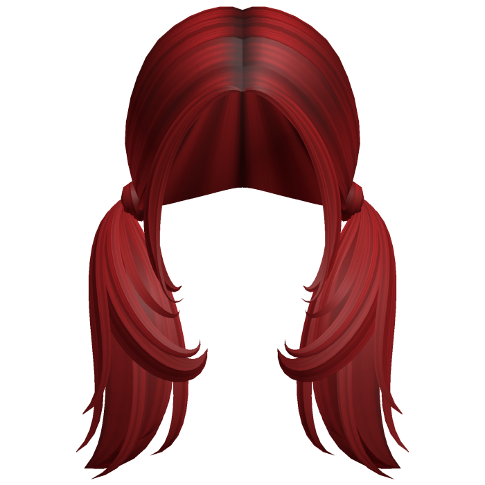 -',ৎ Curly Shaggy Preppy Pigtails in Red