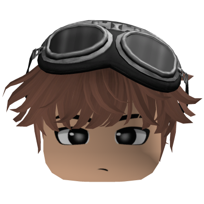 Copper Brown Messy Fluffy Hair w/ Y2K Goggles Roblox item