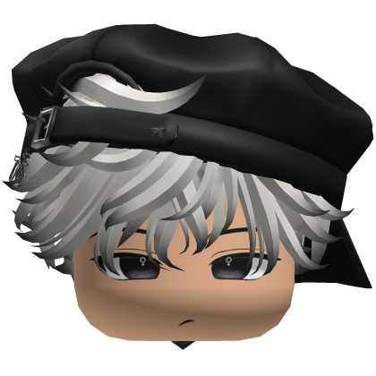 Cute Boy black White hair with a cap Y2K Roblox item