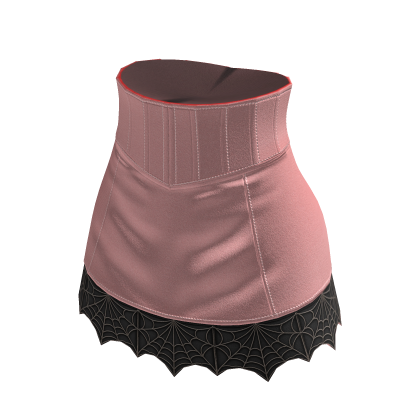 Goth Corset Mini Skirt w/ Web Hem (Pink)