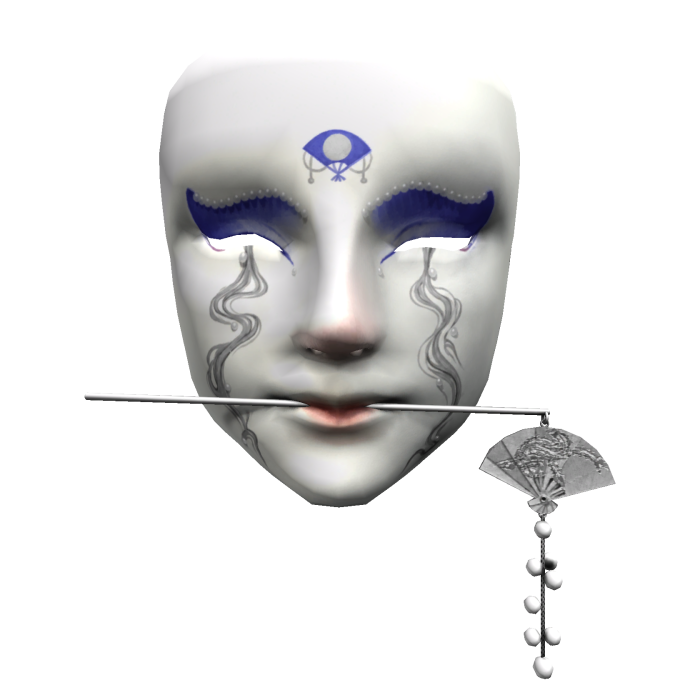 Tears Hanfu Mask - Silver Fan Hairpin [Blue]