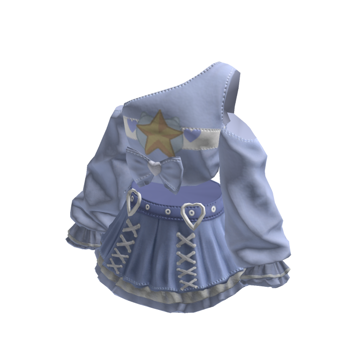 Blue Kawaii Bowdream Dollcore Shirt&Skirt