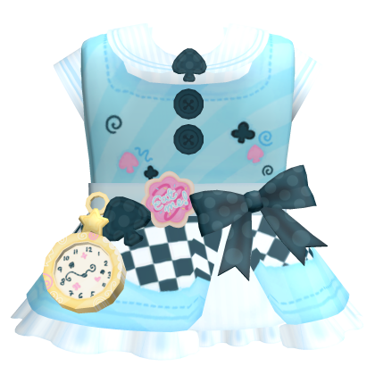♡ Fairytale wonderland cute blue bow clock dress Roblox item