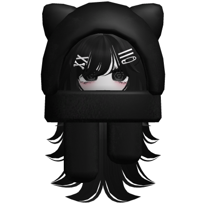 dollie moe girl w oversized kitty hood black thumbnail