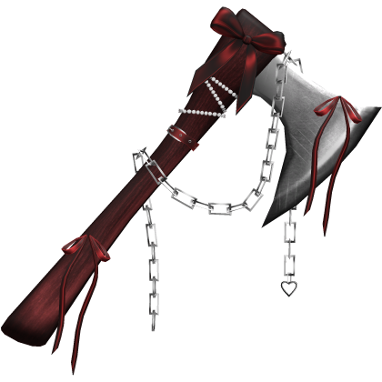 Goth Ribbon Chained Axe In Red