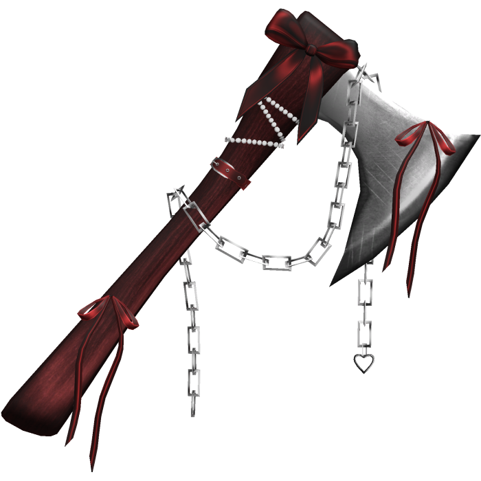 Goth Ribbon Chained Axe In Red