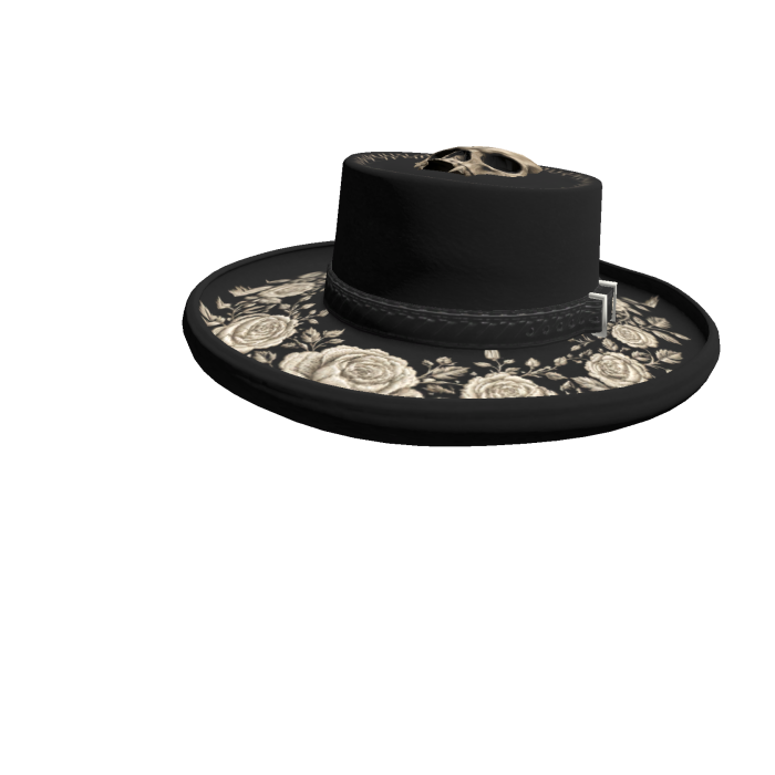 Skull and Roses Gambler Hat