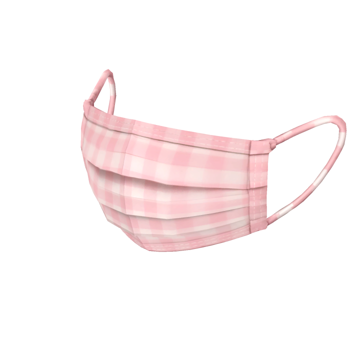 Pastel Pink Gingham Pleated Mask