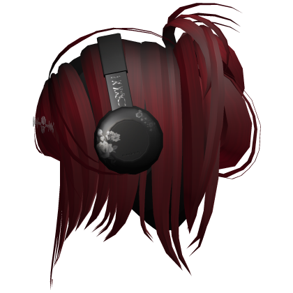 black & red messy y2k hair with headphones