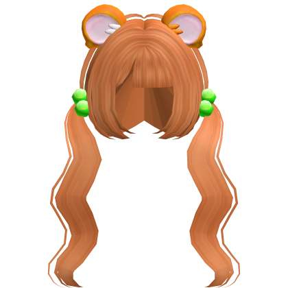 ♡ ginger hime wavy pigtails w hamtaro ears 