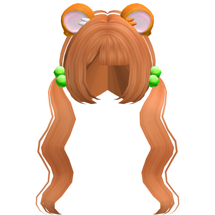 ♡ ginger hime wavy pigtails w hamtaro ears 