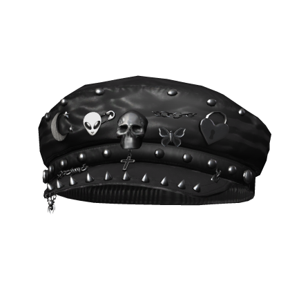 Grunge Pierced Emo Skull Beret Hat