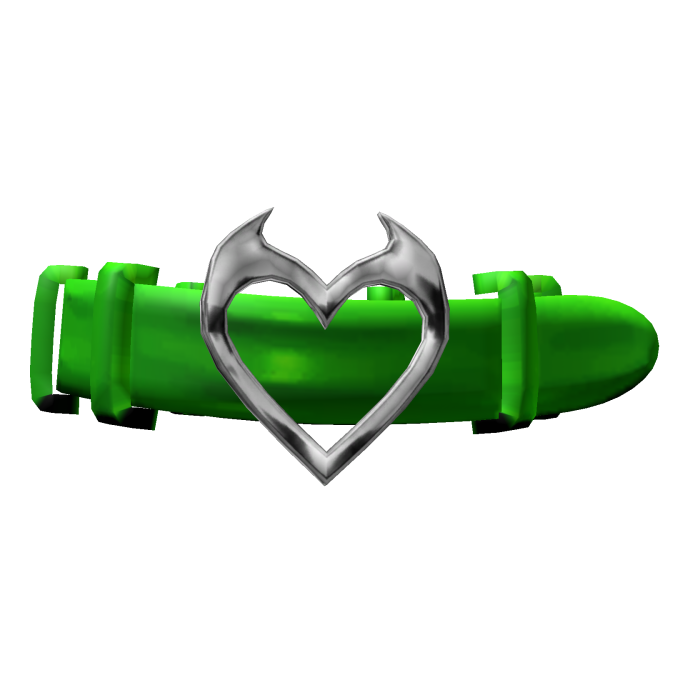 Goth Imp Heart Belt Choker Y2K - Neon Green Silver