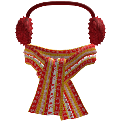 Earmuffs + Scarf Red Fluffy Winter Christmas y2k Roblox item