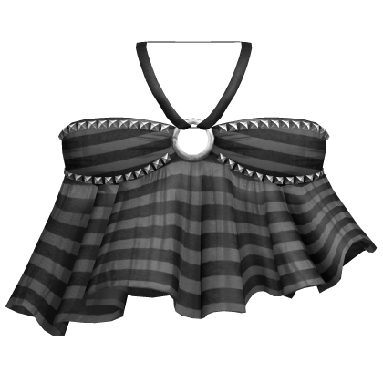 ⊹ Emo Studded Flowy Halter Top (Striped)