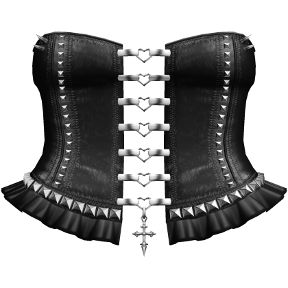 Emo Spikey Studded Heart Corset Dress in Black