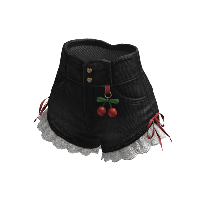 ✨M.Mie / Cherry Frill Shorts / Black thumbnail