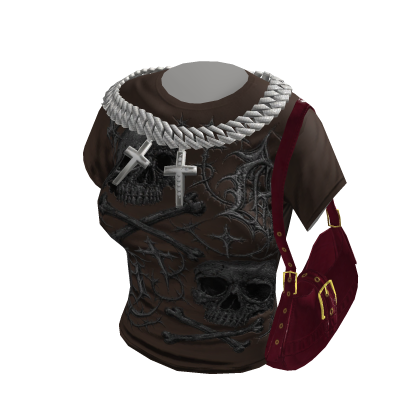 Goth Shirt w/ hand-bag & Chain