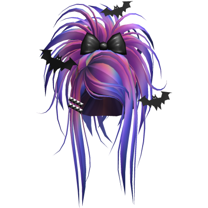 Gothic Bat Spiky Updo W/ Bow In Purple Galaxy Roblox item