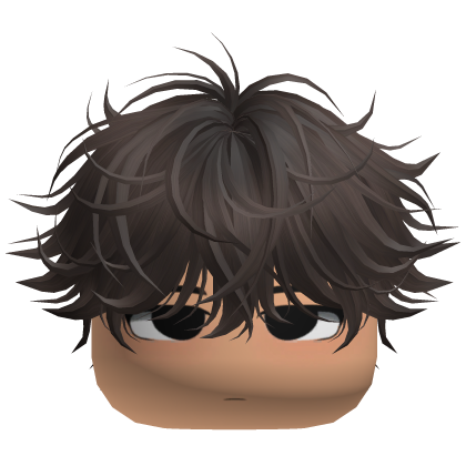 Kawaii Anime Boy w Fluffy Curly Hair ( Dark Brown) Roblox item
