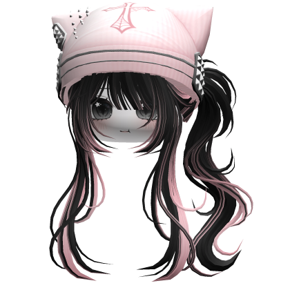 Messy Ponytail W/ Punk Kitty Cap Black&Pink thumbnail