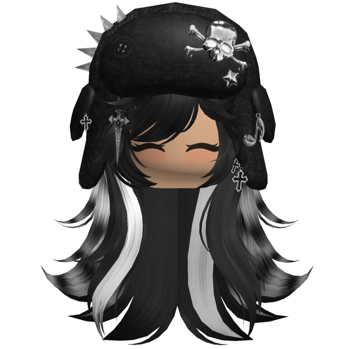 Black Emo Messy Punk Hair W Black Spiked Ushanka 