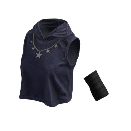 Sleeveless Stylish Hoodie (Dark Blue Black)
