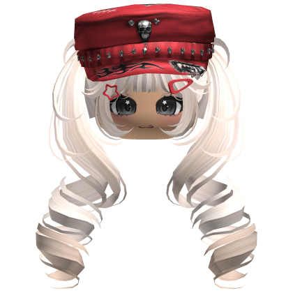 Beige Skull Y2K Cap Twirly Hair