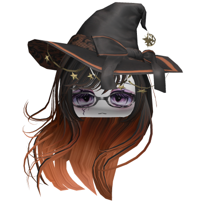 ♡ Halloween Witch Windy Hair (Black&Orange) Roblox item