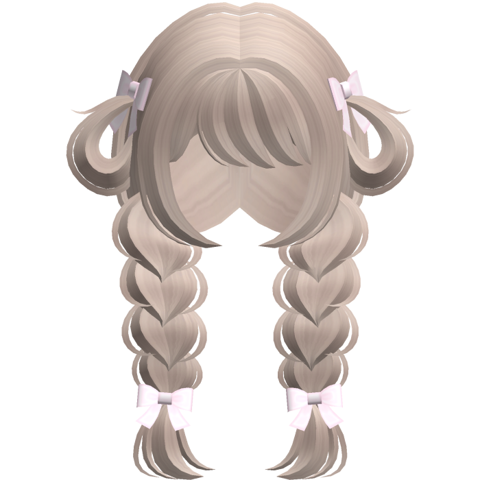 ♡ : kawaii light brown bunny loop low braids 