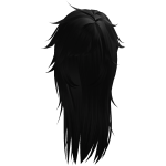 unkept messy long goth wolfcut in black