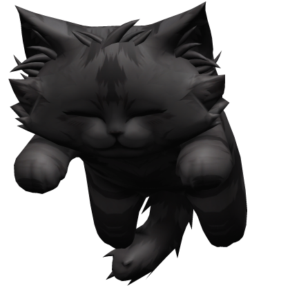 Fuzzy Sleeping Cat Kitten on Head - Black Charcoal