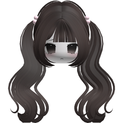  ♡ Kawaii pigtails hair brown + moe chibi face